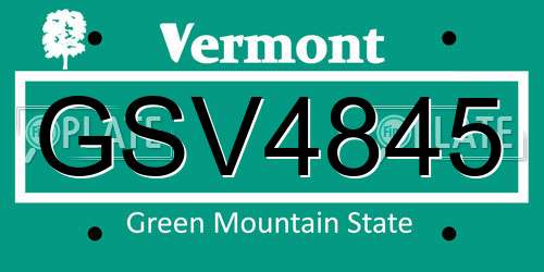 GSV4845 Vermont License Plate