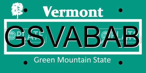 GSVABAB Vermont License Plate