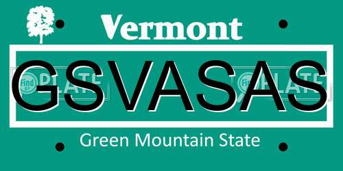 GSVASAS Vermont License Plate