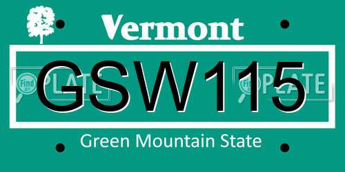 GSW115 Vermont License Plate