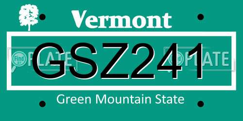 GSZ241 Vermont License Plate