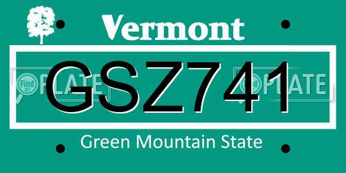 GSZ741 Vermont License Plate
