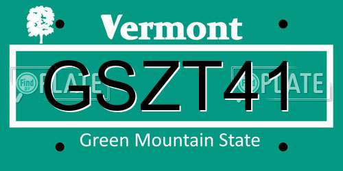 GSZT41 Vermont License Plate