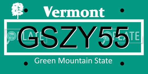 GSZY55 Vermont License Plate