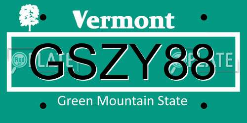 GSZY88 Vermont License Plate