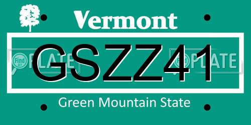 GSZZ41 Vermont License Plate