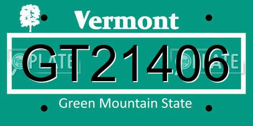 GT21406 Vermont License Plate
