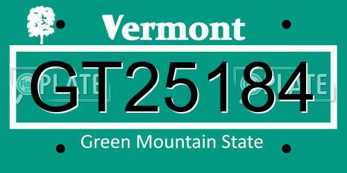 GT25184 Vermont License Plate