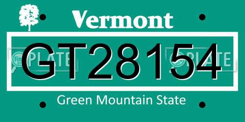 GT28154 Vermont License Plate