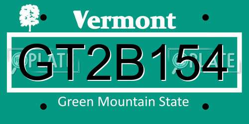 GT2B154 Vermont License Plate