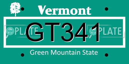 GT341 Vermont License Plate