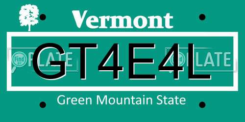 GT4E4L Vermont License Plate