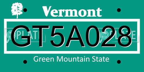 GT5A028 Vermont License Plate