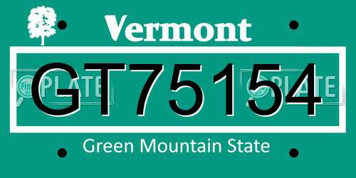 GT75154 Vermont License Plate