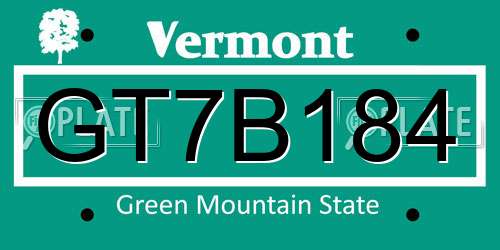 GT7B184 Vermont License Plate