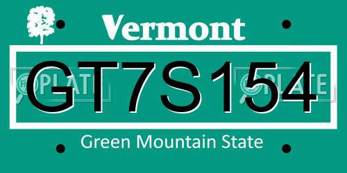 GT7S154 Vermont License Plate