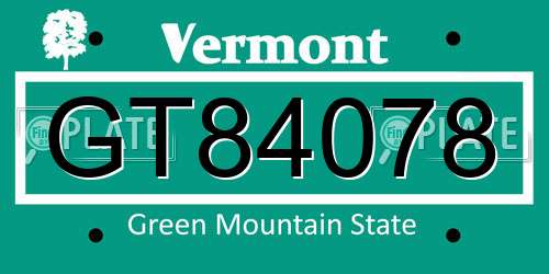 GT84078 Vermont License Plate