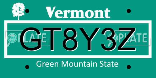 GT8Y3Z Vermont License Plate