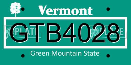 GTB4028 Vermont License Plate