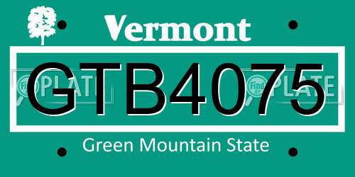 GTB4075 Vermont License Plate