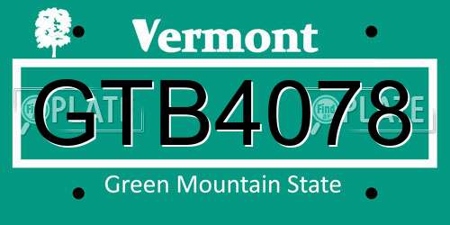 GTB4078 Vermont License Plate