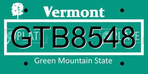 GTB8548 Vermont License Plate