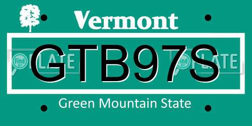 GTB97S Vermont License Plate