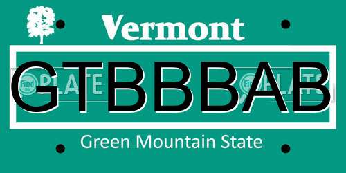 GTBBBAB Vermont License Plate