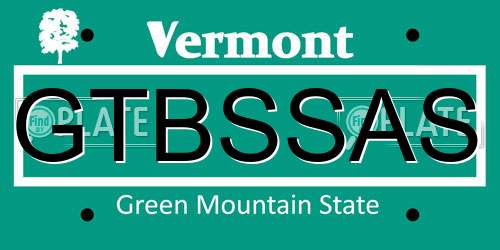 GTBSSAS Vermont License Plate