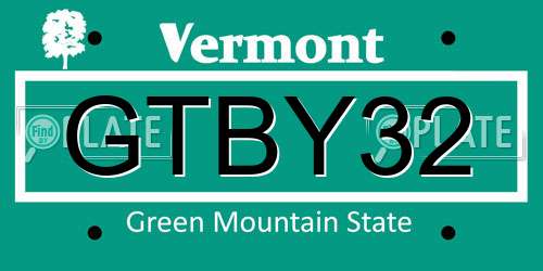 GTBY32 Vermont License Plate