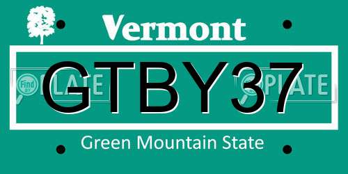 GTBY37 Vermont License Plate