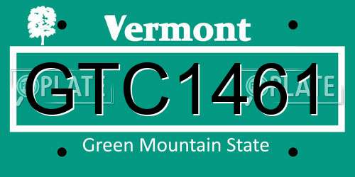 GTC1461 Vermont License Plate