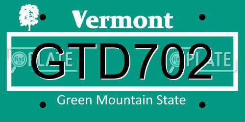 GTD702 Vermont License Plate