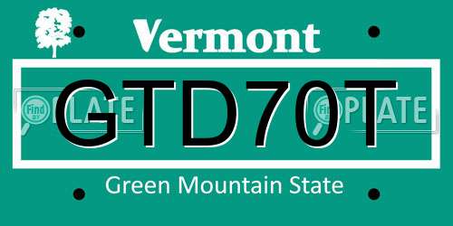 GTD70T Vermont License Plate