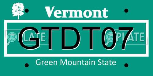 GTDT07 Vermont License Plate