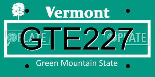 GTE227 Vermont License Plate