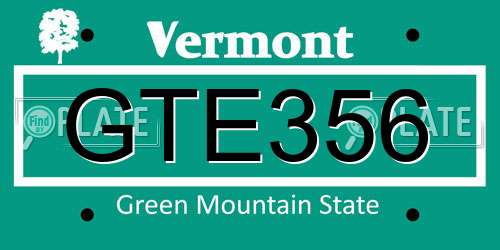 GTE356 Vermont License Plate