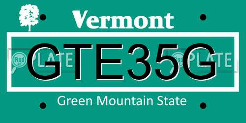 GTE35G Vermont License Plate