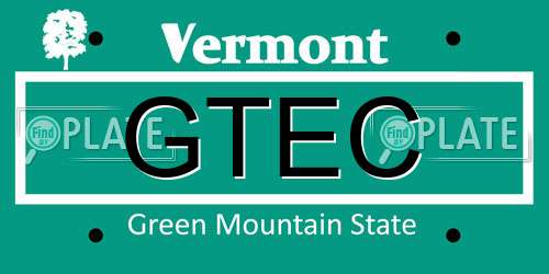 GTEC Vermont License Plate