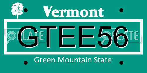 GTEE56 Vermont License Plate
