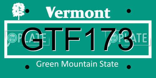 GTF173 Vermont License Plate