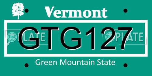 GTG127 Vermont License Plate