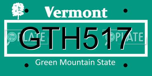 GTH517 Vermont License Plate