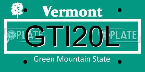 GTI20L Vermont License Plate