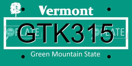 GTK315 Vermont License Plate
