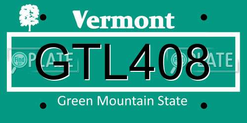 GTL408 Vermont License Plate
