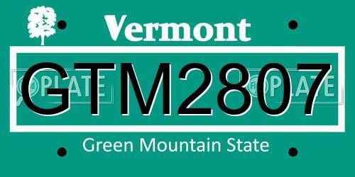 GTM2807 Vermont License Plate