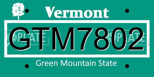 GTM7802 Vermont License Plate