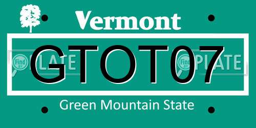 GTOT07 Vermont License Plate