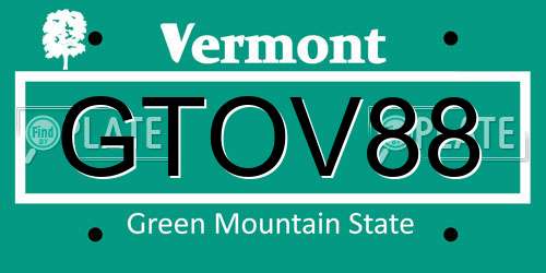 GTOV88 Vermont License Plate